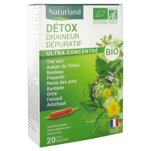 Naturland Détox Draineur Dépuratif Bio 20 Ampoules Buvables de 10 ml