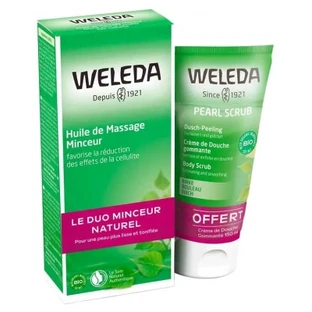 Weleda Birken-Schlankheits-Massageöl 200 ml + kostenloses Pearl Scrub Peeling-Duschgel 150 ml