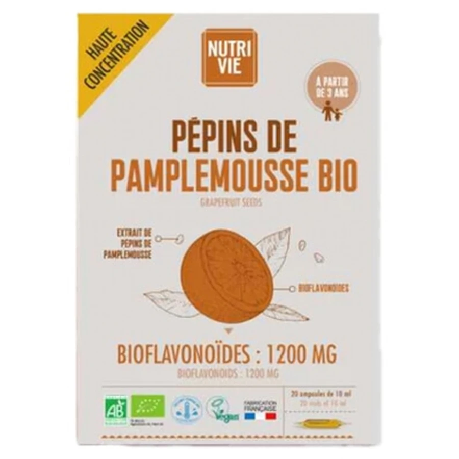 Estratto di semi di pompelmo biologico Nutrivie, 20 fiale