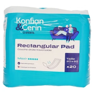 Almohadilla rectangular Stentil Konfian & Cerin, 20 capas rectas, con paso central, Maxi, 20 x 60 cm