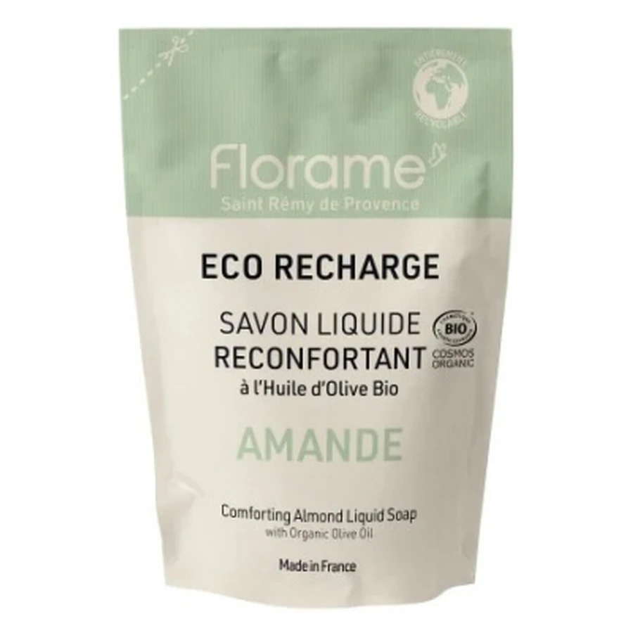 Jabón líquido calmante de almendra ecológico Florame, recambio ecológico, 470 ml