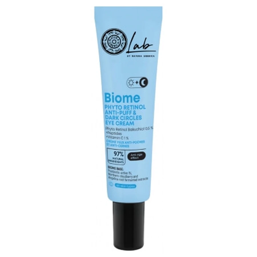 Crema para el contorno de ojos antihinchazón y antiojeras Natura Siberica Lab Biome, 30 ml