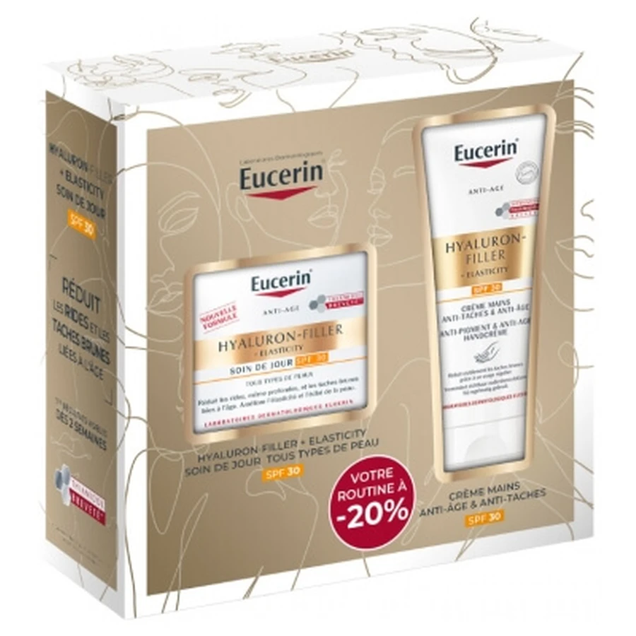 Eucerin Hyaluron-Filler + Elasticity Day Cream SPF 30, 50 ml + Anti-Dark Spot & Anti-Aging Hand Cream SPF 30, 75 ml