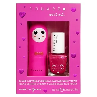 Inuwet Mini Coffret Baume à Lèvres 3,5 g Cerise + Vernis Parfumé à l'Eau 5 ml Fraise