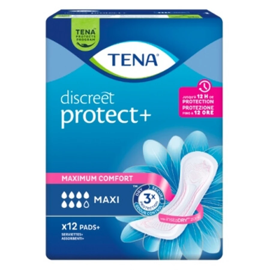 Tena Discreet Protect+ Maxi, 12 compresas absorbentes