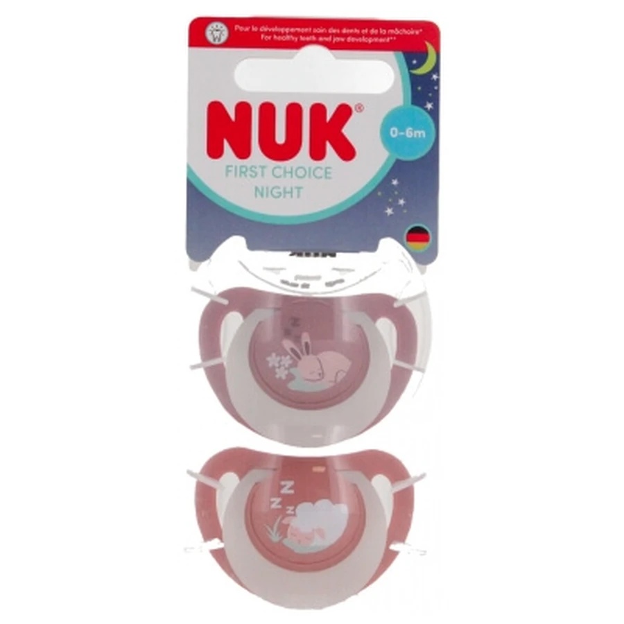 NUK First Choice Night Silicone Pacifiers, 0–6 Months