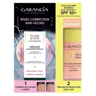 Garancia Eclair de Lune La Foudroyante Crème tegen pigmentvlekken 30 ml + Gratis zonnebrandstick voor gezicht, lippen en gevoelige zones SPF50+ 15 g