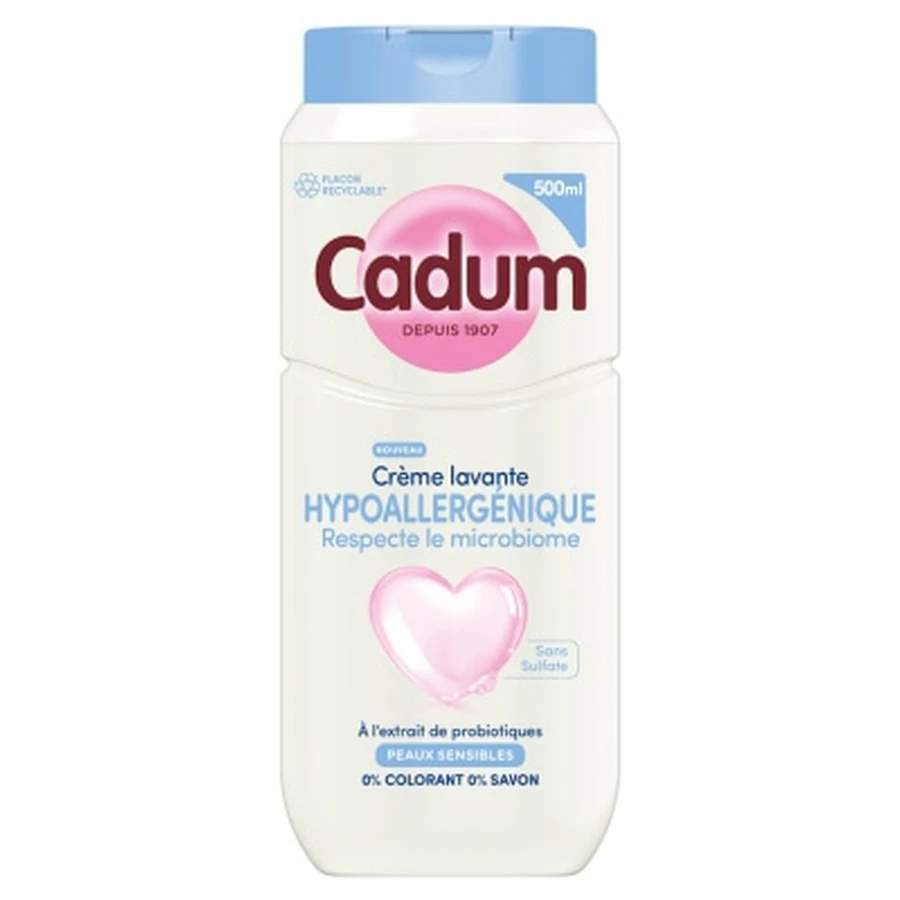 Cadum Hypoallergénique Crème Lavante Peaux Sensibles 500 ml