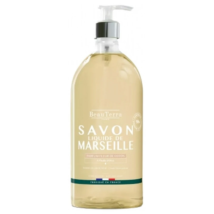 BeauTerra Savon Liquide de Marseille Fleur de Coton 1 L