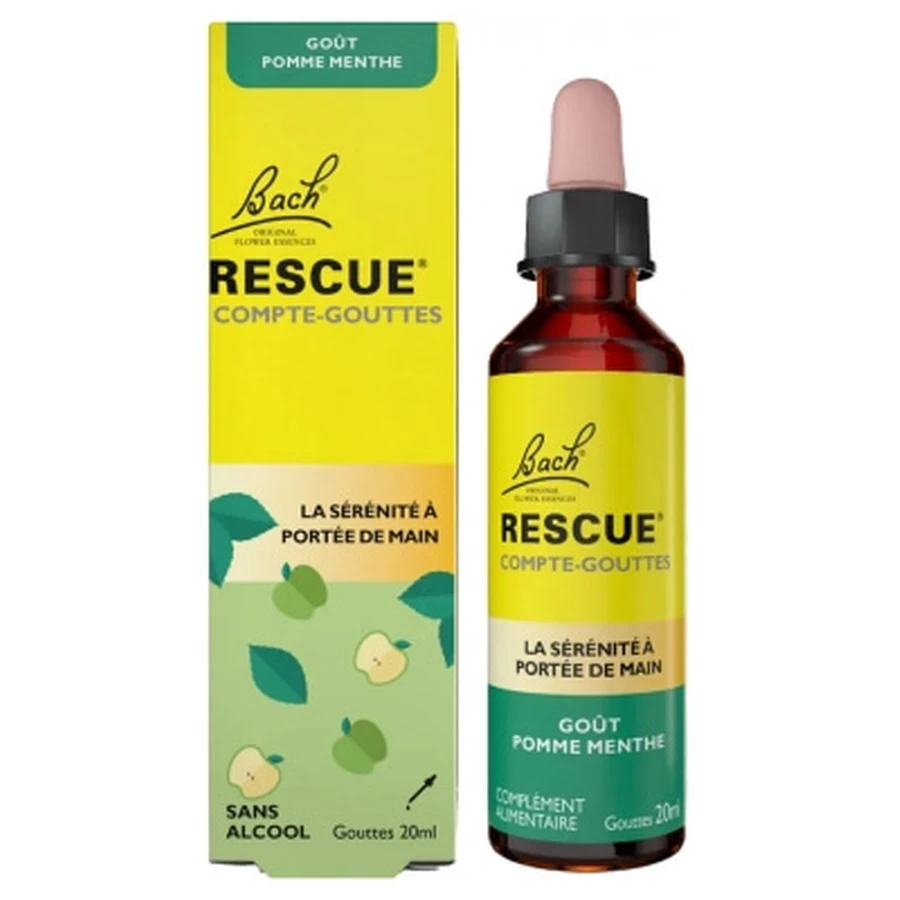 Rescue Bach, flacone contagocce al gusto di mela e menta, 20 ml