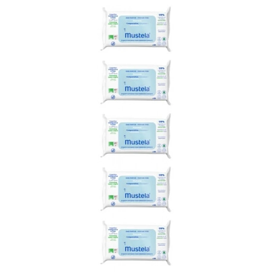Mustela geurvrije, composteerbare reinigingsdoekjes, verpakking van 5 x 60 doekjes