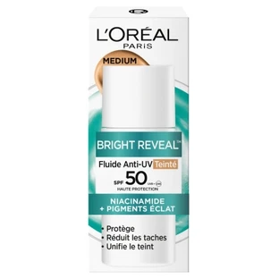 L'Oréal Paris Bright Reveal Getöntes Anti-UV-Fluid mit Niacinamid gegen Pigmentflecken LSF 50+ 50 ml