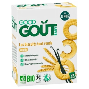 Galletas redondas de vainilla ecológicas de Good Goût, para bebés a partir de 10 meses, 20 galletas
