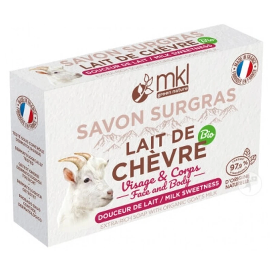 Jabón ultrahidratante de leche de cabra ecológica «Douceur de Lait» de MKL Green Nature, 100 g