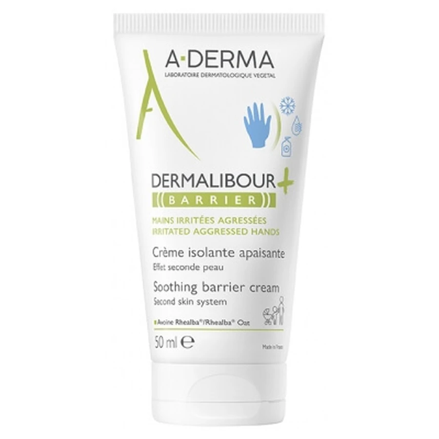 A-DERMA Dermalibour+ Crema protectora y calmante para las manos, 50 ml