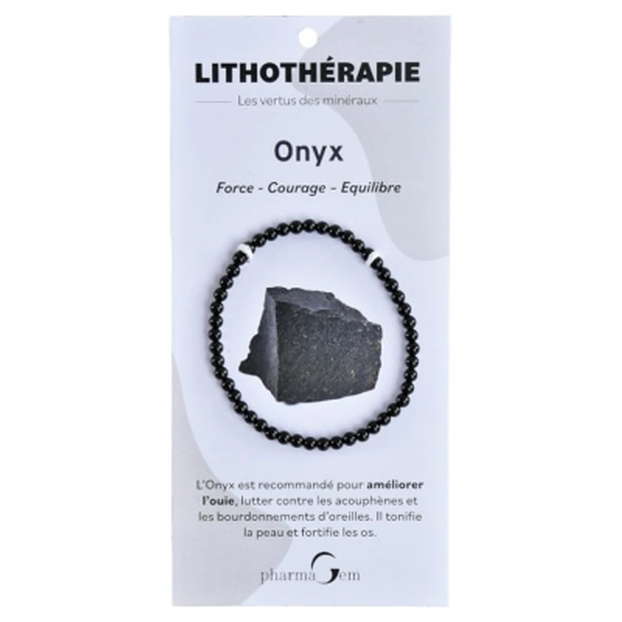 PharmaGem-armband met onyx voor kristaltherapie, 4 mm