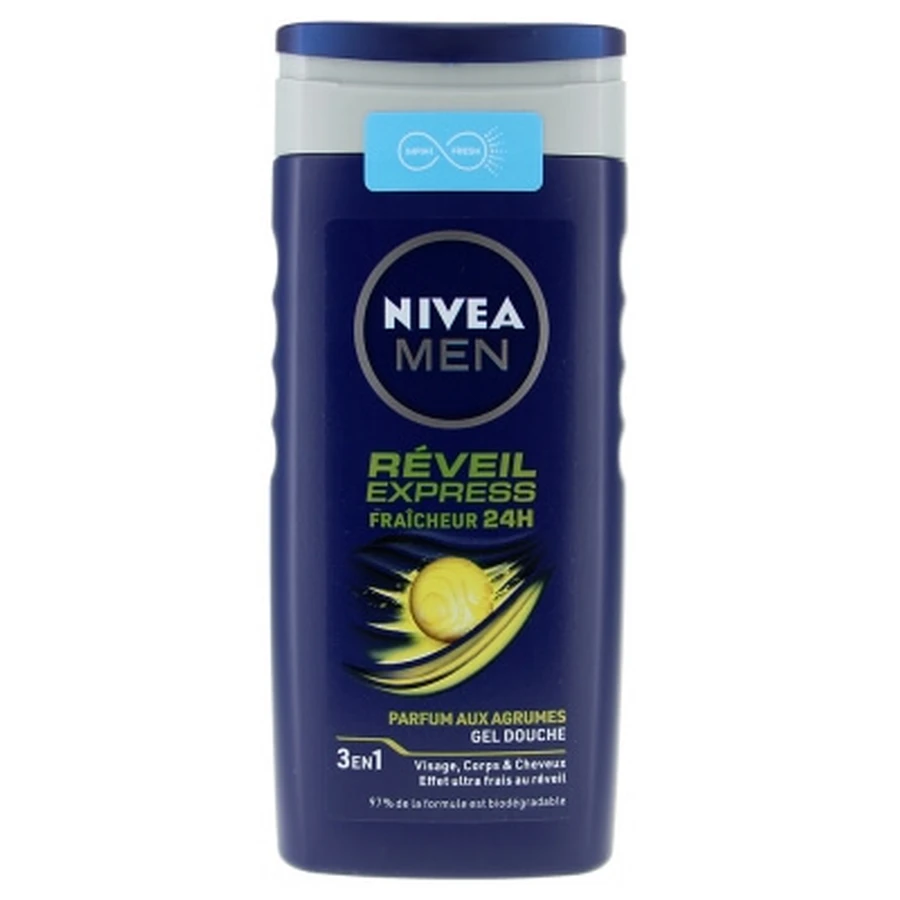Nivea Men Express Wake-Up 24-Stunden-Frische 3-in-1-Duschgel für Gesicht, Körper und Haare, 250 ml