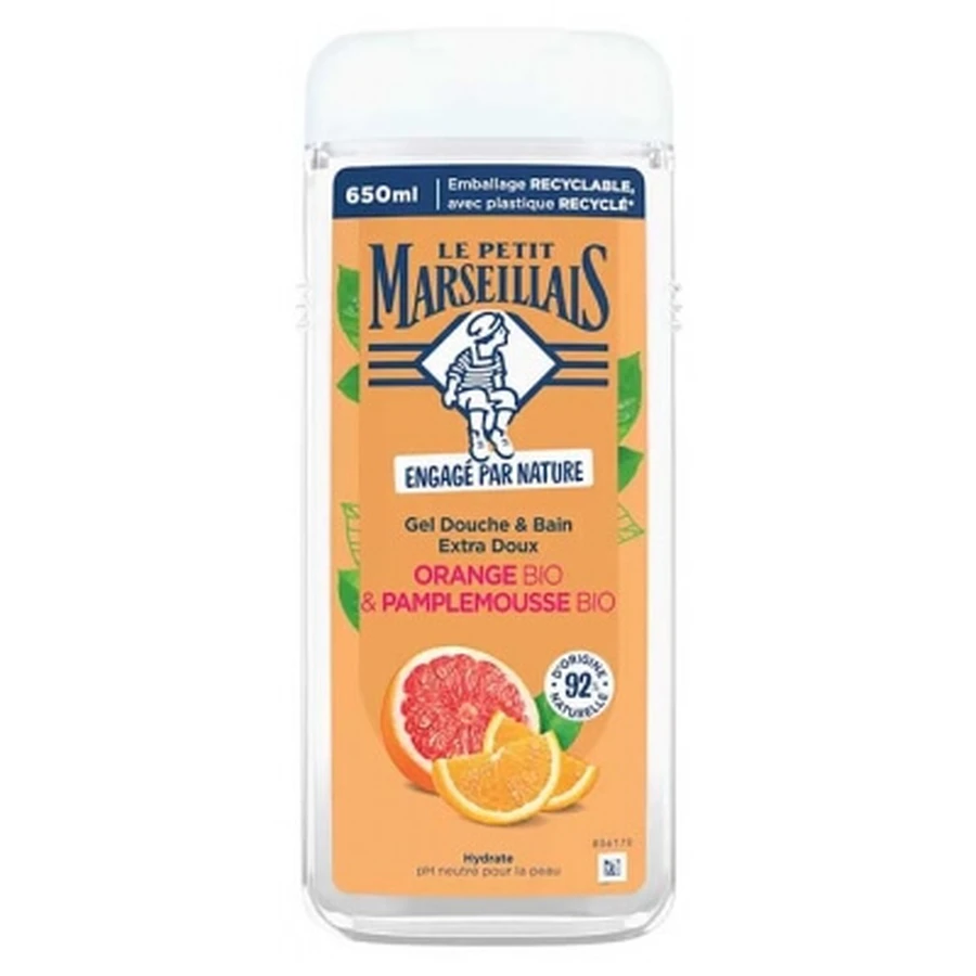 Le Petit Marseillais Extra sanftes Bio-Dusch- und Badegel mit Orange und Grapefruit, 650 ml