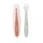 Juego de 2 cucharas de silicona y caja protectora, crema y gris, Nattou