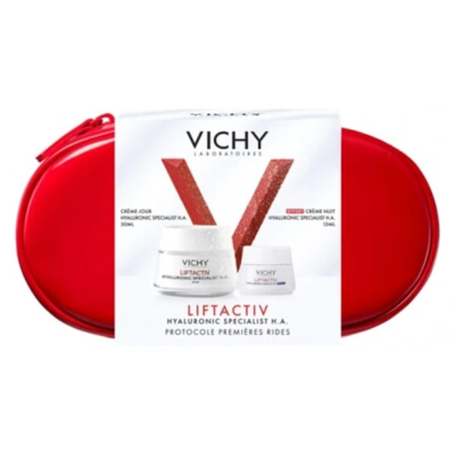Vichy LiftActiv Hyaluronic Specialist H.A. Tagescreme 50 ml + Nachtcreme 15 ml, dazu ein kostenloses Reise-Set