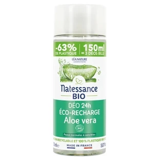 Natessance 24-uurs biologische aloë vera-deodorant navulling, 150 ml