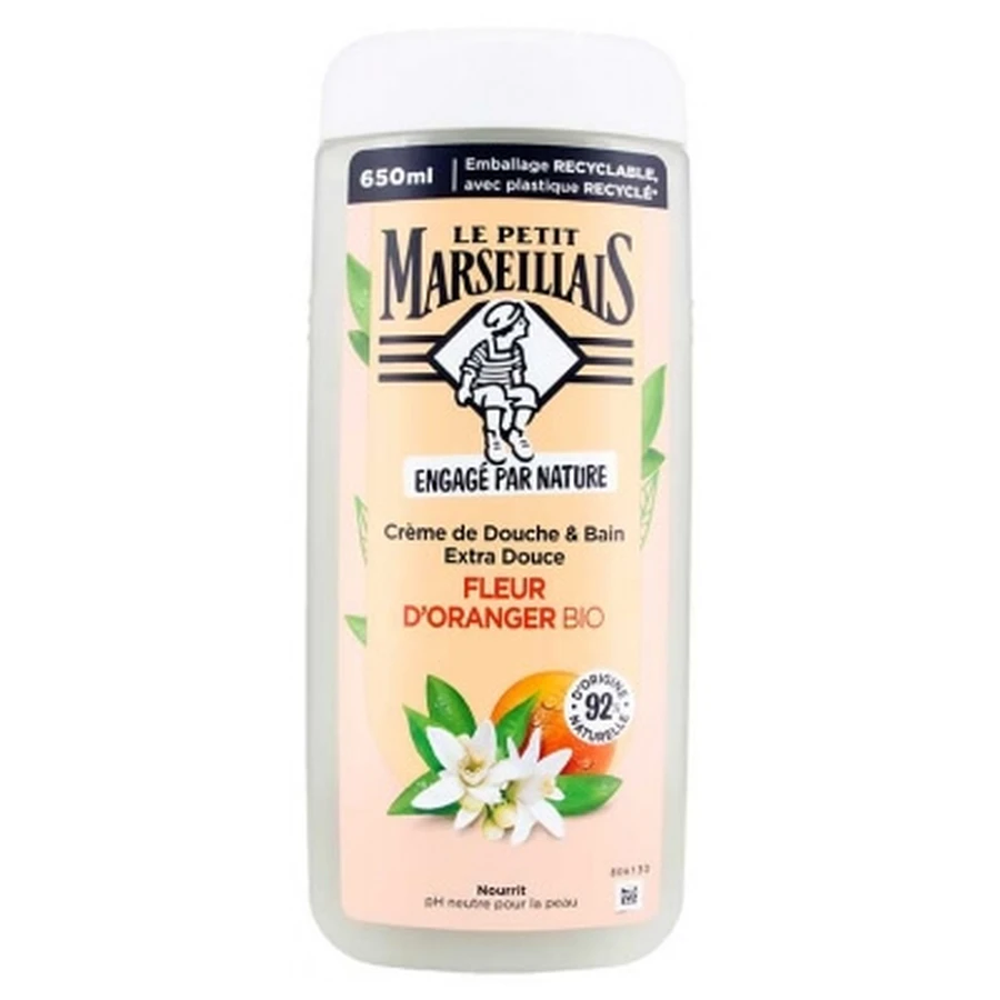 Le Petit Marseillais Extra Milde Biologische Douche- en Badcrème met Oranjebloesem, 650 ml