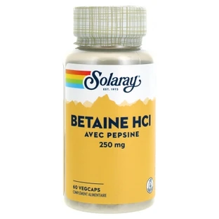 Solaray Betain-HCl mit Pepsin 250 mg, 60 vegetarische Kapseln