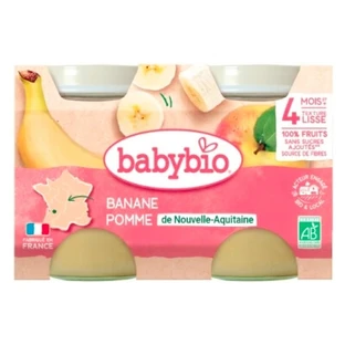 Babybio Banane & Apfel, ab 4 Monaten, Bio, 2 Gläschen à 130 g