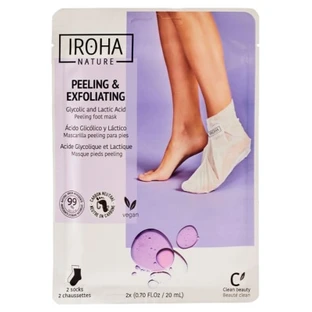 Iroha Nature voetmasker met glycolzuur en melkzuur voor een peelingbehandeling, 2 x 20 ml
