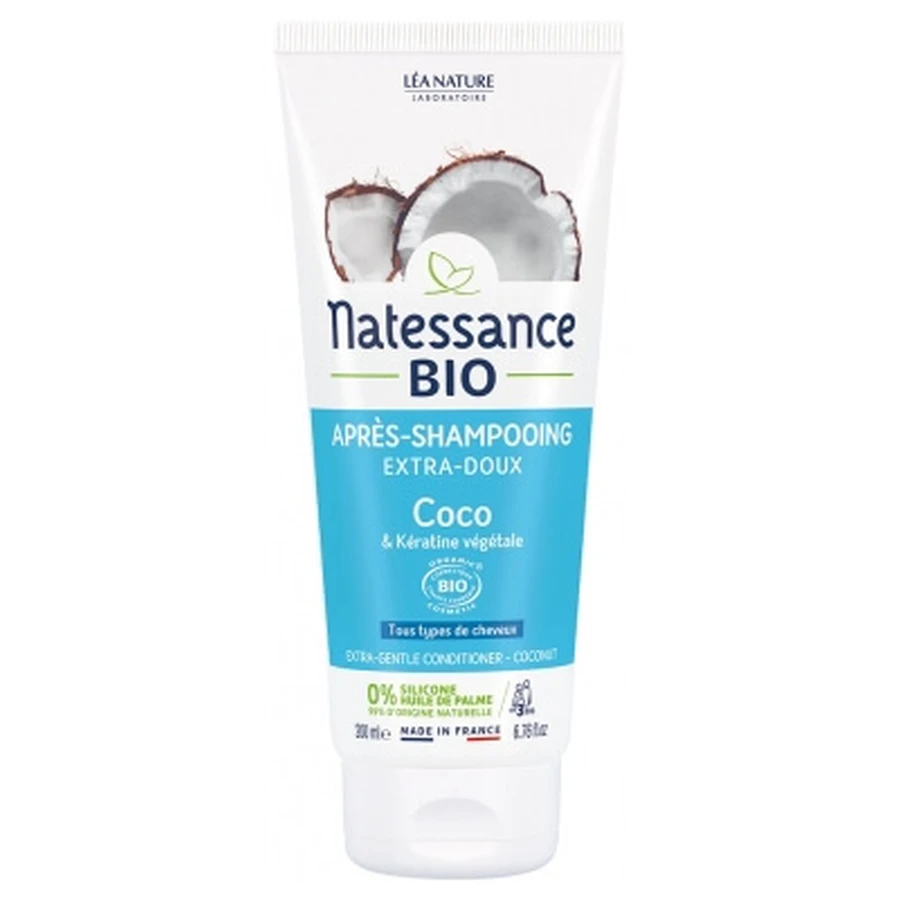 Natessance Après-Shampooing Extra-Doux Coco Bio et Kératine Végétale 200 ml