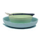 Bowl plate set with suction cup and spoon, Blue and Green, Nattou
