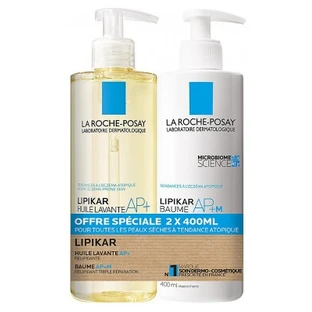 Aceite limpiador Lipikar AP+ de La Roche-Posay, 400 ml + Bálsamo restaurador de lípidos, 400 ml. Oferta especial