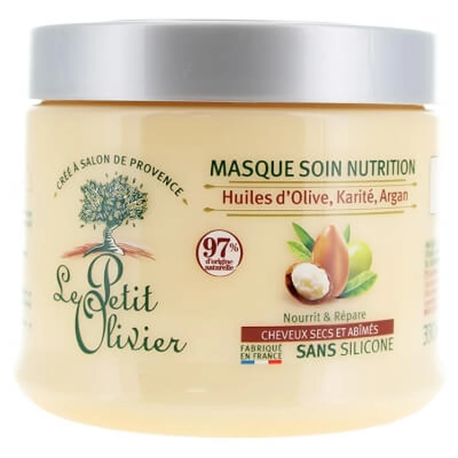 Mascarilla facial nutritiva Le Petit Olivier con aceites de oliva, karité y argán, 330 ml