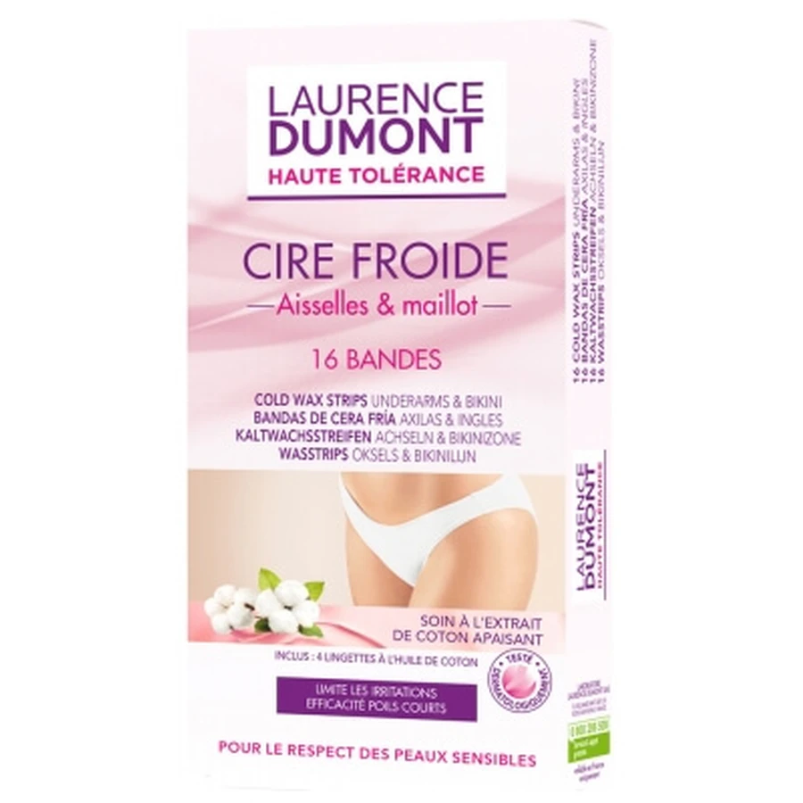 Laurence Dumont Institut Haute Tolérance Cold Wax Strips for Underarms & Bikini Line, 16 Strips