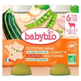 Babybio: erwten, pastinaak, courgette en kalfsvlees van boerderijkalveren — vanaf 6 maanden — biologisch — 2 potjes van 200 g