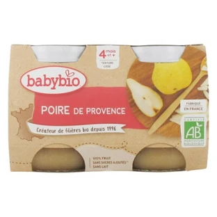 Babybio Pera, a partir de los 4 meses, ecológico, 2 tarros de 130 g
