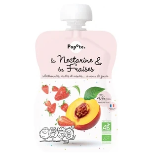 Popote Gourde Nektarinen-Erdbeer-Kompott, Bio, für Babys ab 4–6 Monaten, 120 g
