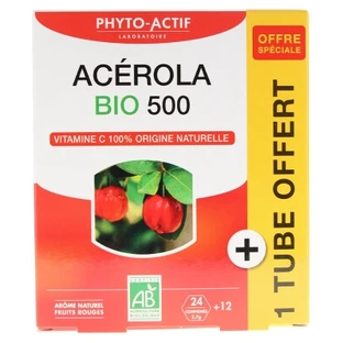 Phyto-Actif Acerola 500 Biologisch, 24 tabletten + 1 gratis tube