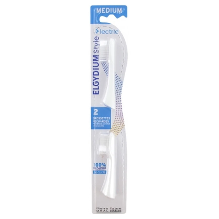 Elgydium Style Electric 2-Brush Head Refills, Medium