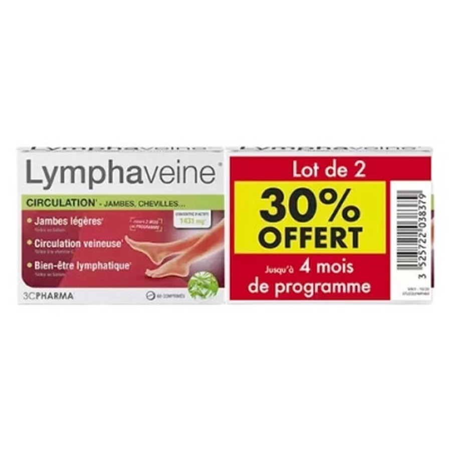 3C Pharma Lymphaveine, envase de 2 x 60 comprimidos