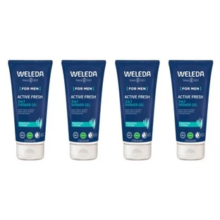 Gel de ducha 3 en 1 «Active Fresh» para hombre de Weleda, paquete de 4 (200 ml cada uno)