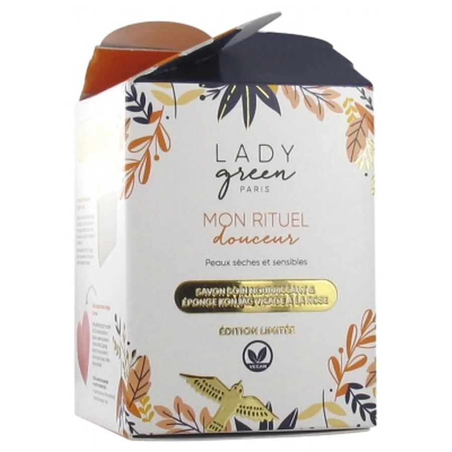 Lady Green biologische verzorgende lichaamszeep 100 g + roze konjac-spons