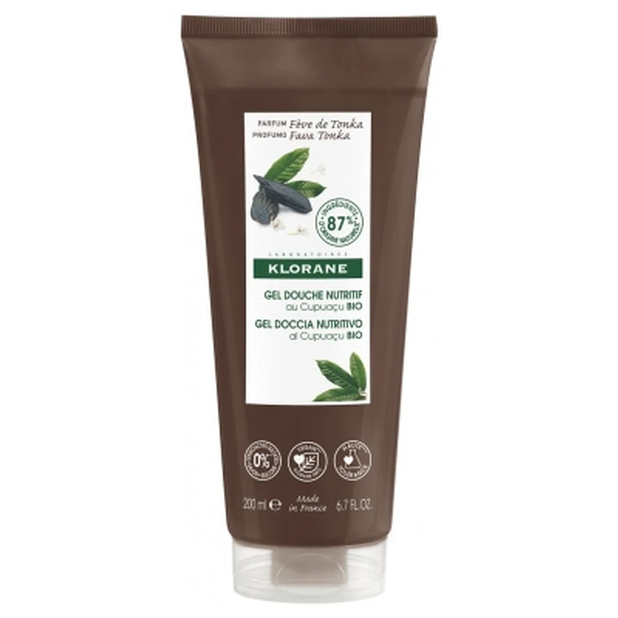 Gel de ducha nutritivo Klorane con cupuaçu ecológico y haba tonka, 200 ml
