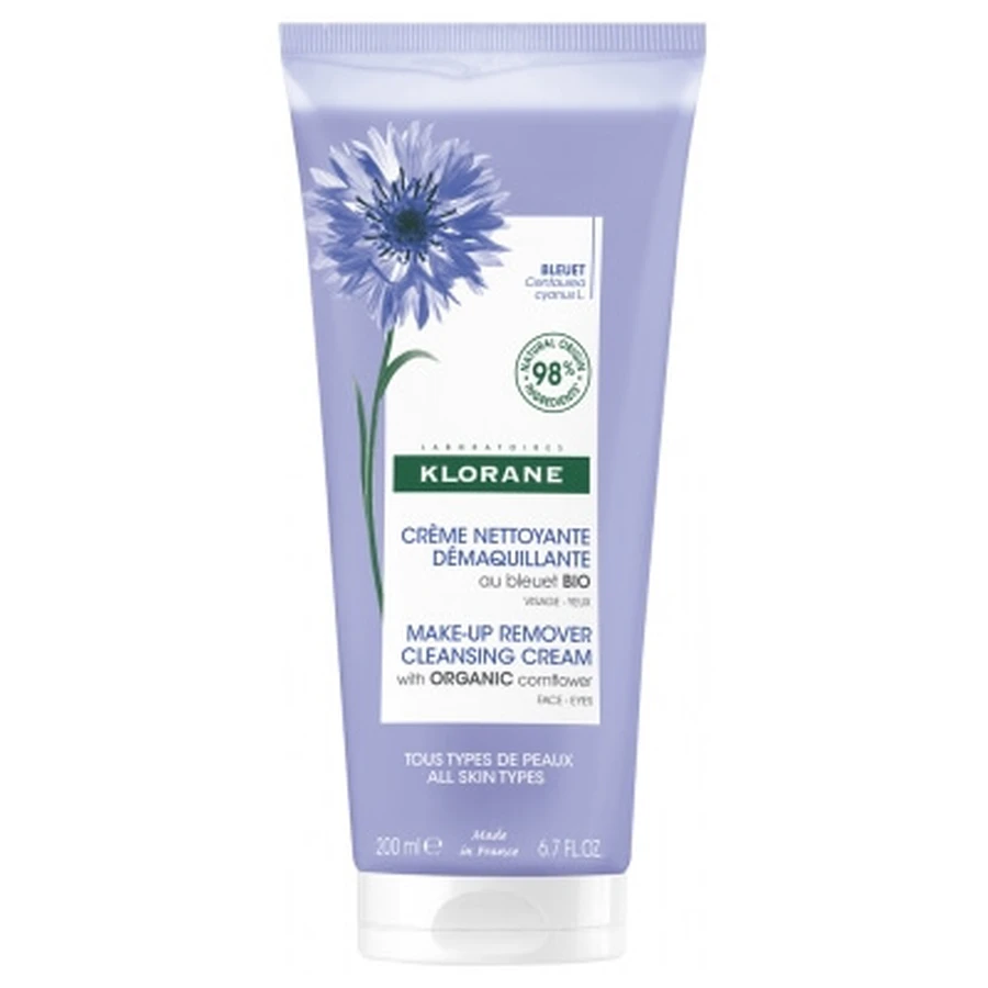 Crema limpiadora y desmaquillante de aciano ecológico de Klorane, 200 ml