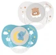 Luc and Léa Essentiel Night 2 Anatomical Pacifiers with Comfort Collar + 0–6 Months