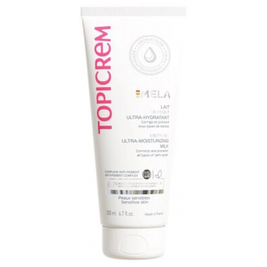 Topicrem MELA Loción ultra hidratante que unifica el tono de la piel, 200 ml