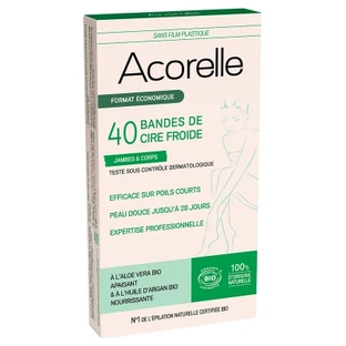 Acorelle Organic Cold Wax Strips for Legs & Body, 40 Strips