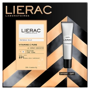 Sérum concentrado de vitamina C pura de Lierac, 30 ml + 14 sobres de 0,2 g + Fluido corrector de ojeras Diopti, 15 ml (gratis)