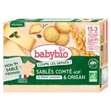 Galletas de mantequilla Babybio con queso Comté y orégano, para niños de 15 meses a 3 años, ecológicas, 16 galletas