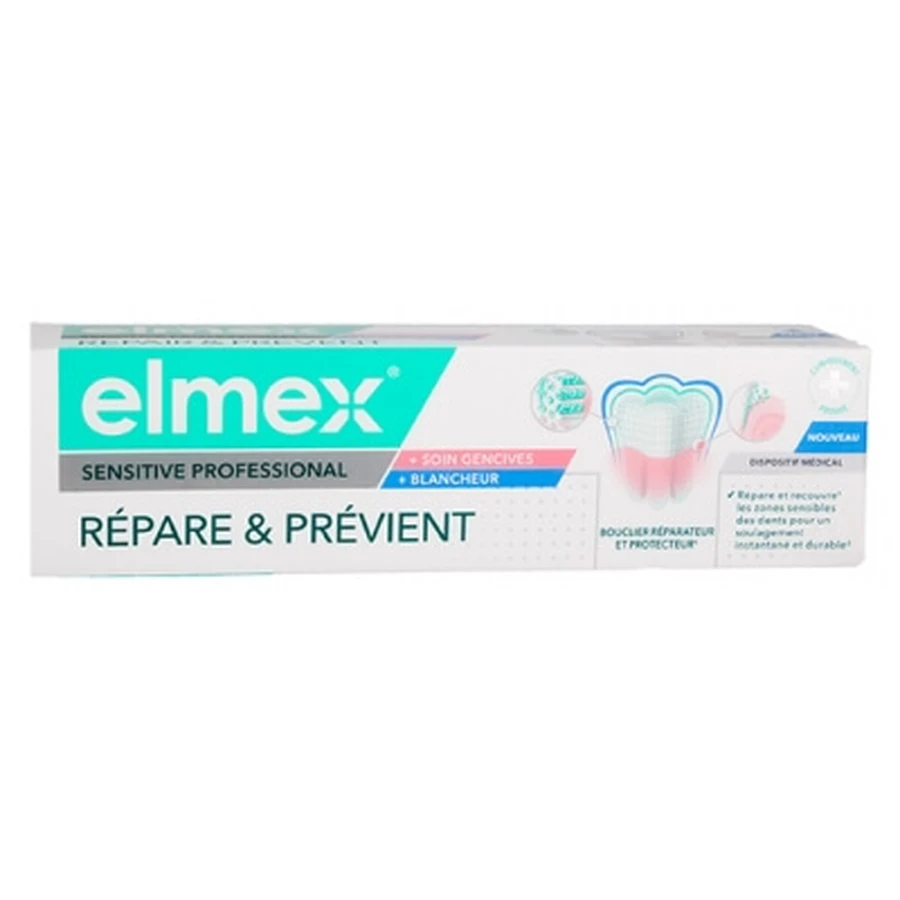 Elmex Sensitive Professional: repara y previene + cuidado de las encías + blanqueamiento, 75 ml